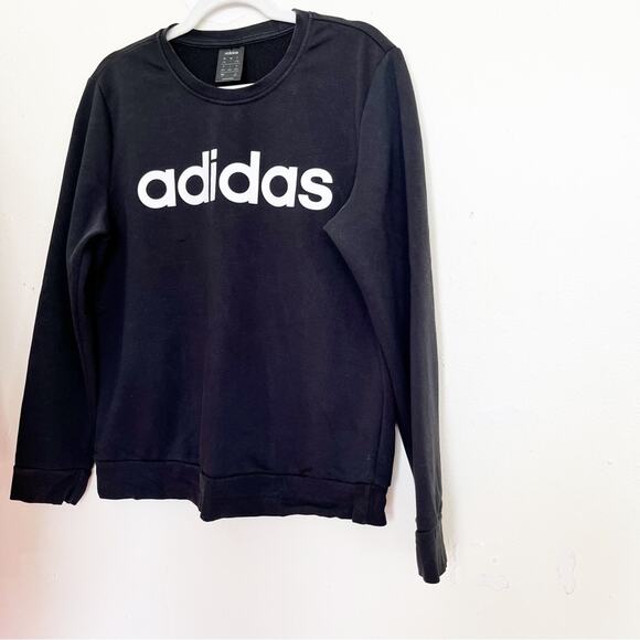 ADIDAS Women's Essentials Linear Sweatshirt, Black, L - Picture 4 of 9
